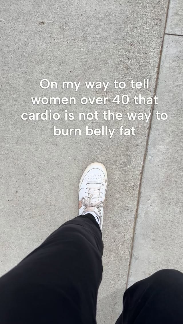 If your goal is to lose belly fat, spending hours on the treadmill or StairMaster isn’t the answer.

For women over 40, too much steady-state cardio can actually work AGAINST you by increasing cortisol levels. And when cortisol stays elevated, your body is more likely to hold onto fat—especially around your midsection.

High cortisol can also disrupt sleep, increase cravings, impact blood sugar, and make it harder for your body to recover from workouts.

What works better?

Strength training 3x per week to build and maintain muscle (which boosts metabolism), paired with a little HIIT and the right nutrition to support your hormones.

I’m not saying you need to give up your walks, runs, swims, or bike rides. But if belly fat feels harder to lose than ever, it’s time to stop relying on cardio alone and start lifting heavy shit.

SAVE this post so you can reference it in the future (and maybe even share it with a friend who still thinks more cardio is the answer) ❤️