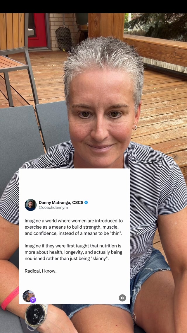 This is exactly it.

Nobody told us that exercise was supposed to be about strength, and nutrition was supposed to be about longevity - not about being small.

If you’re over 40 and feel like you still have to chase thin, let’s talk.